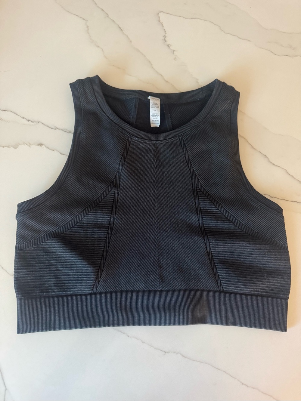 OFFLINE by Aerie Seamless Ribbed High Neck Sports Bra Crop Top Black Size L